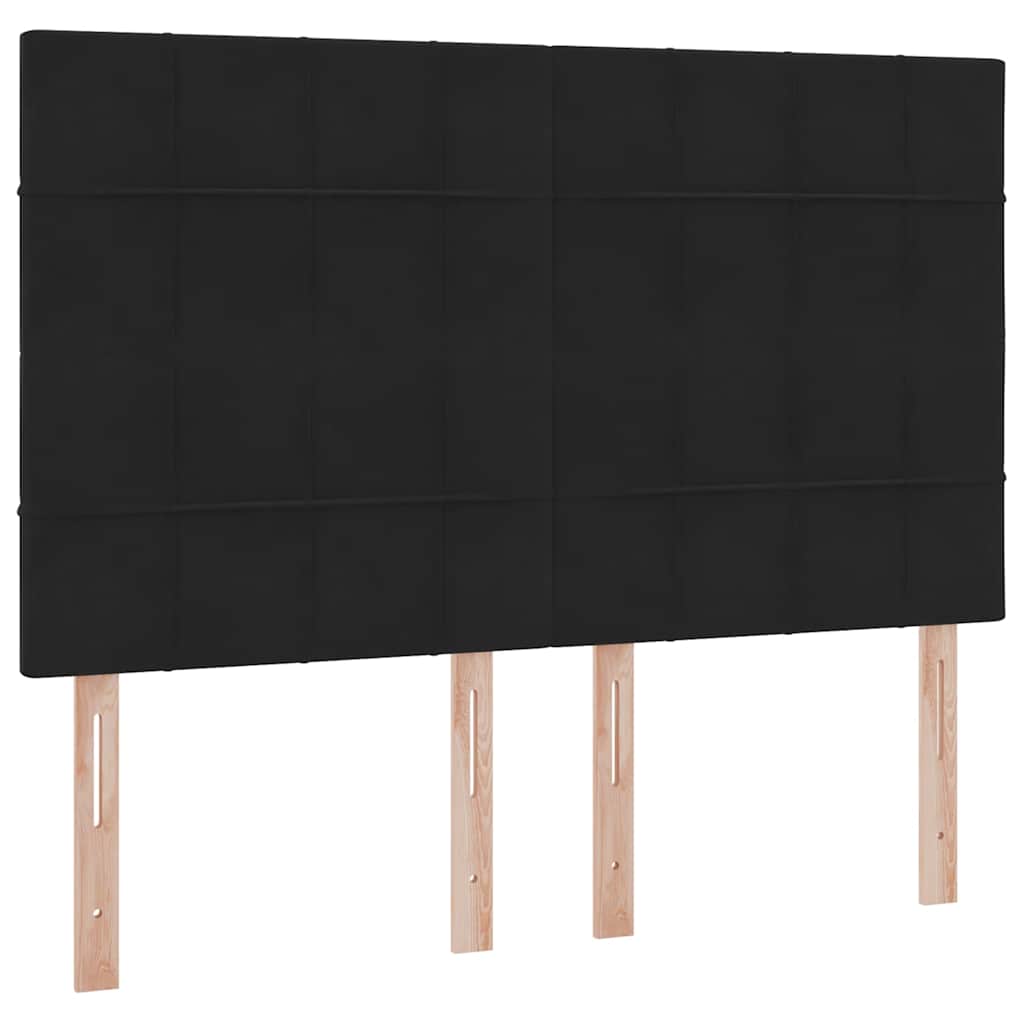 LED krevet za pohranu s madracem Crna 140 x 200 cm Baršun