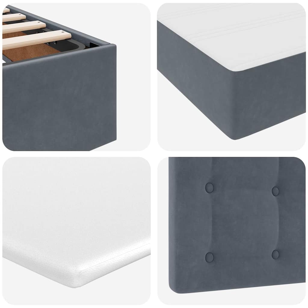 LED krevet za pohranu s madracem Tamnosiva 90 x 190 cm Baršun