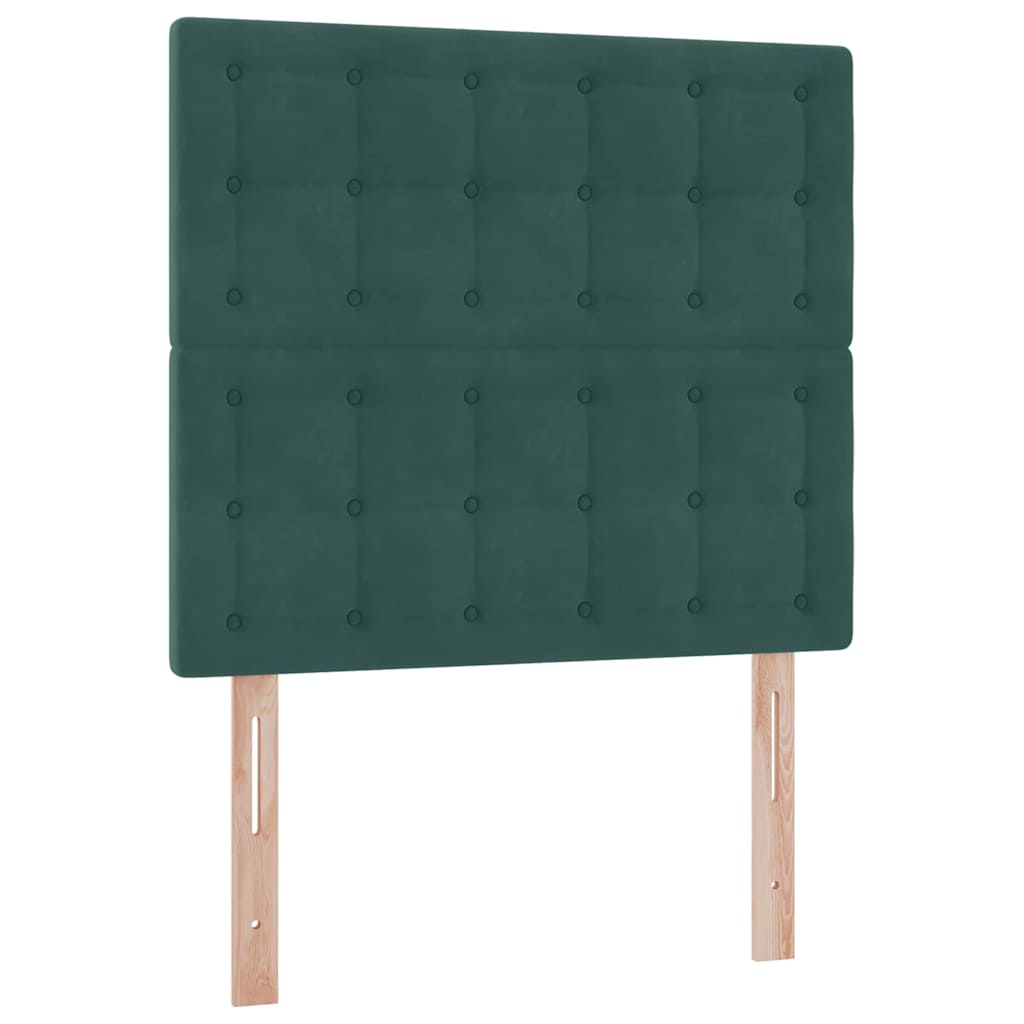 LED krevet za pohranu s madracem Tamnozelena 90 x 190 cm Baršun