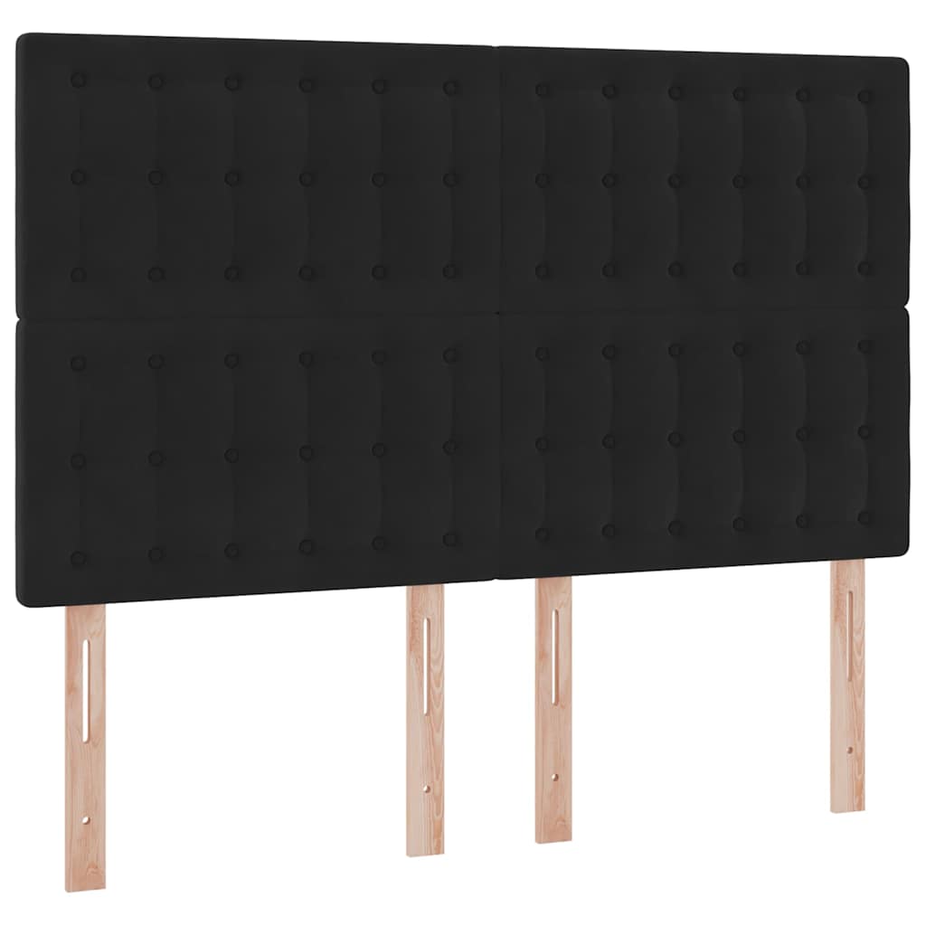LED krevet za pohranu s madracem Crna 140 x 190 cm Baršun