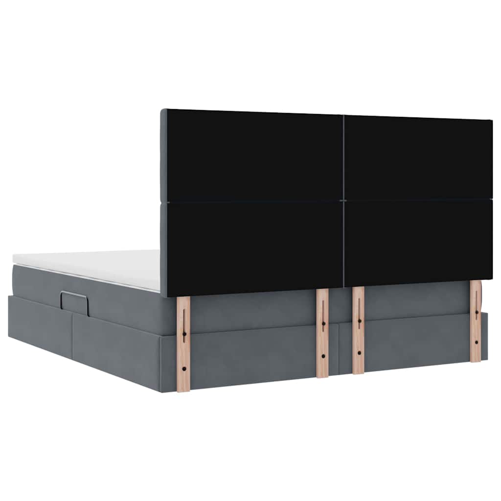 LED krevet za pohranu s madracem Tamnosiva 160 x 200 cm Baršun