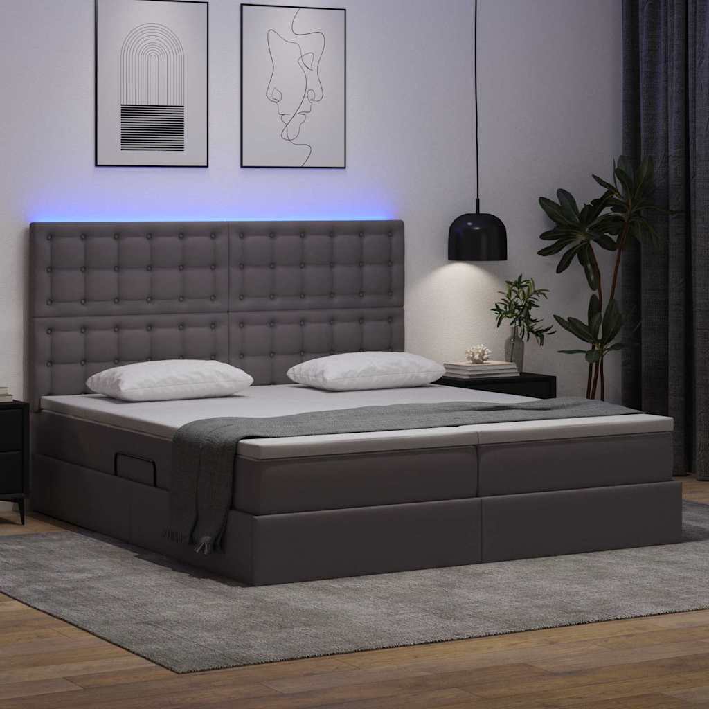 Krevet s prostorom za pohranu s LED-om Siva 180 x 200 cm