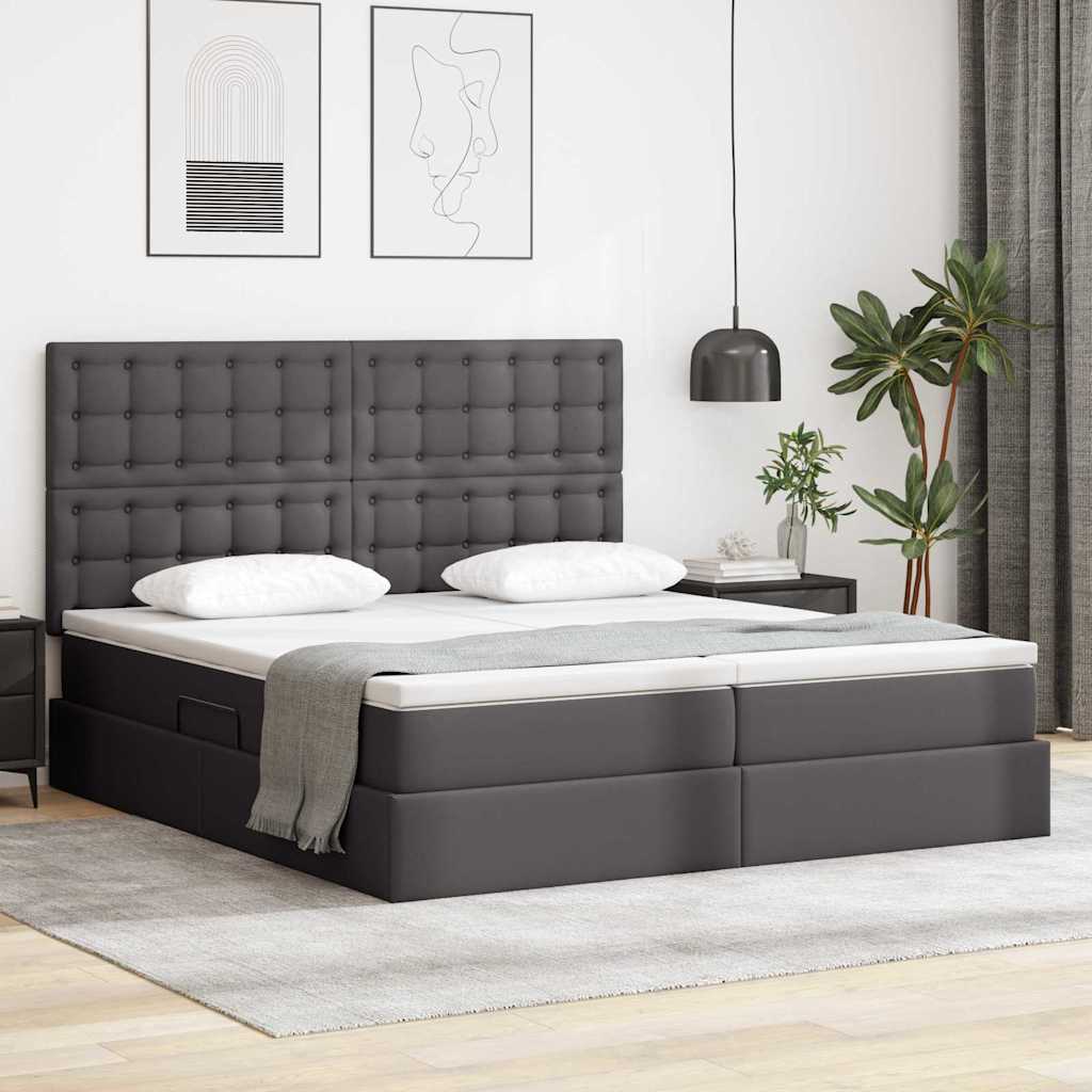 Krevet s prostorom za pohranu s LED-om Siva 180 x 200 cm