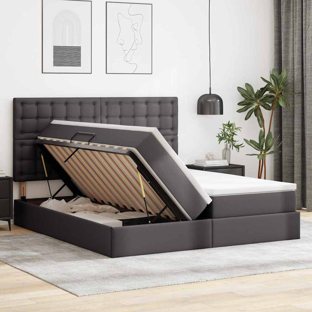 Krevet s prostorom za pohranu s LED-om Siva 180 x 200 cm