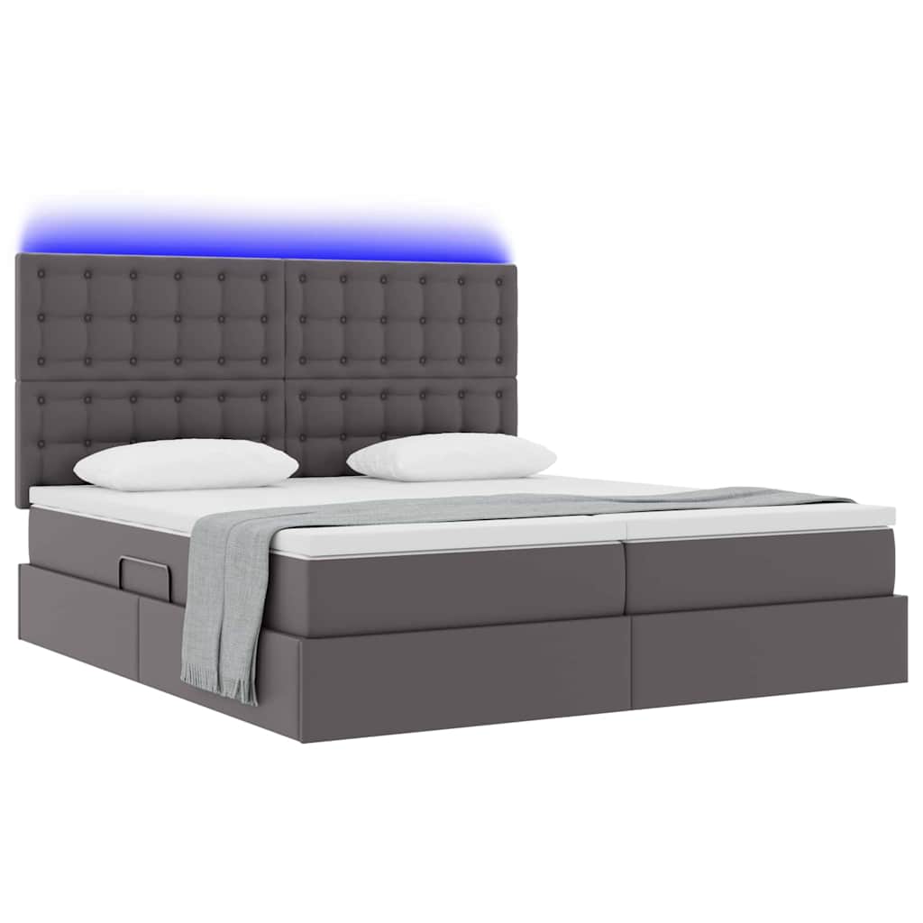 Krevet s prostorom za pohranu s LED-om Siva 180 x 200 cm