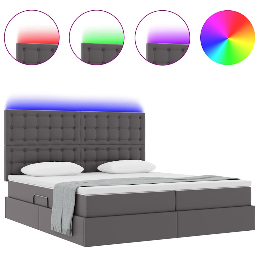 Krevet s prostorom za pohranu s LED-om Siva 180 x 200 cm