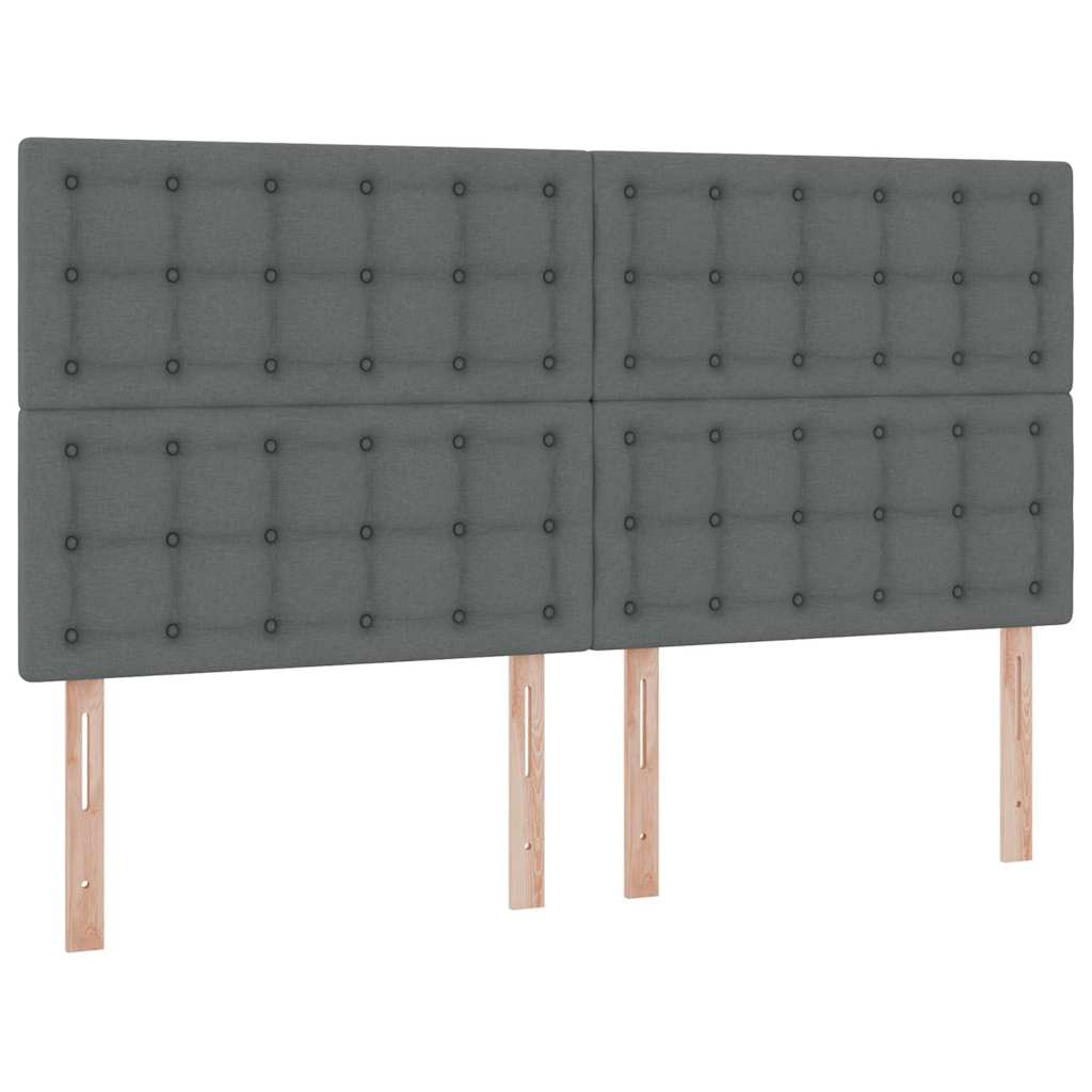 LED krevet za pohranu s madracem Tamnosiva 200 x 200 cm Tkanina