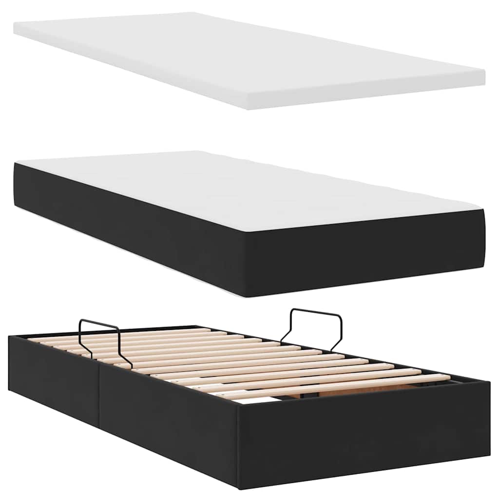 Krevet s LED trakama s uzglavljem Crna 180 x 200 cm Baršun