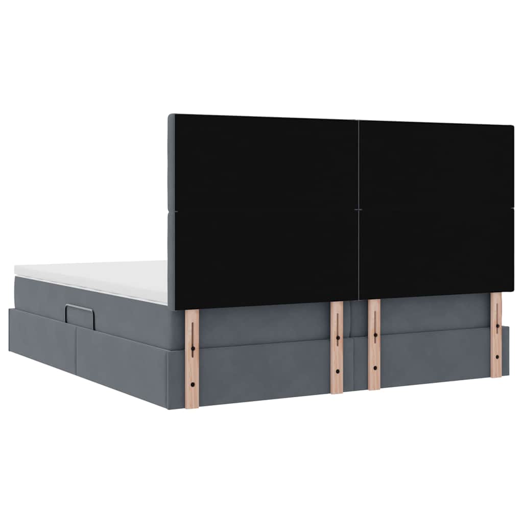 LED krevet za pohranu s madracem Tamnosiva 180 x 200 cm Baršun