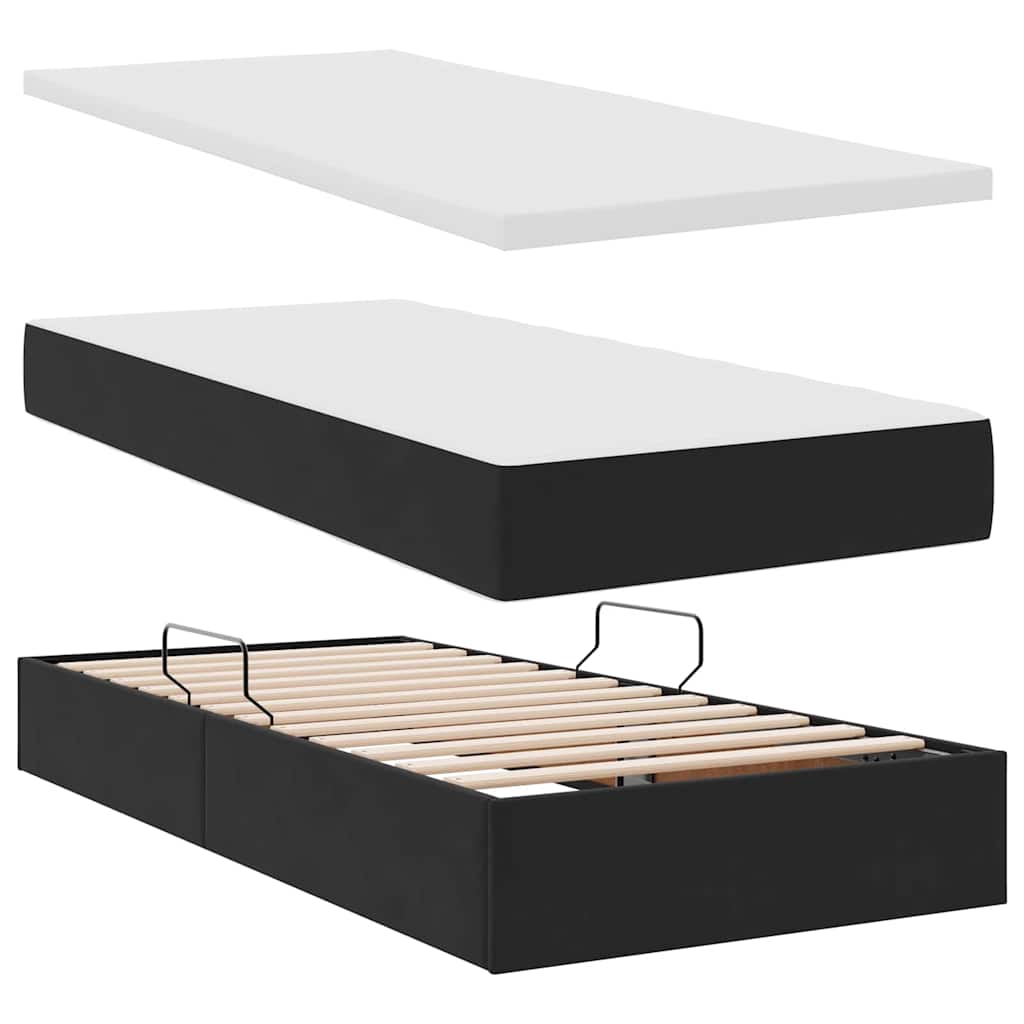 Krevet s LED trakama s uzglavljem Crna 180 x 200 cm Baršun