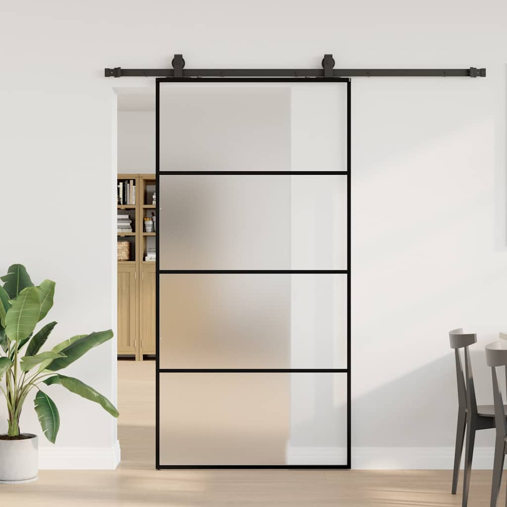Klizna vrata s okovima crna 102,5x205 cm ESG staklo