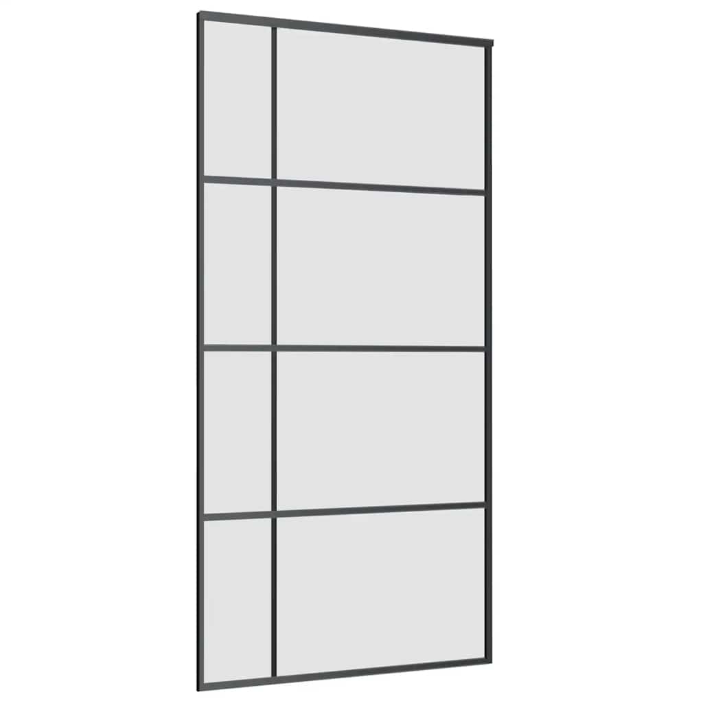 Klizna vrata s okovima crna 102,5x205 cm ESG staklo