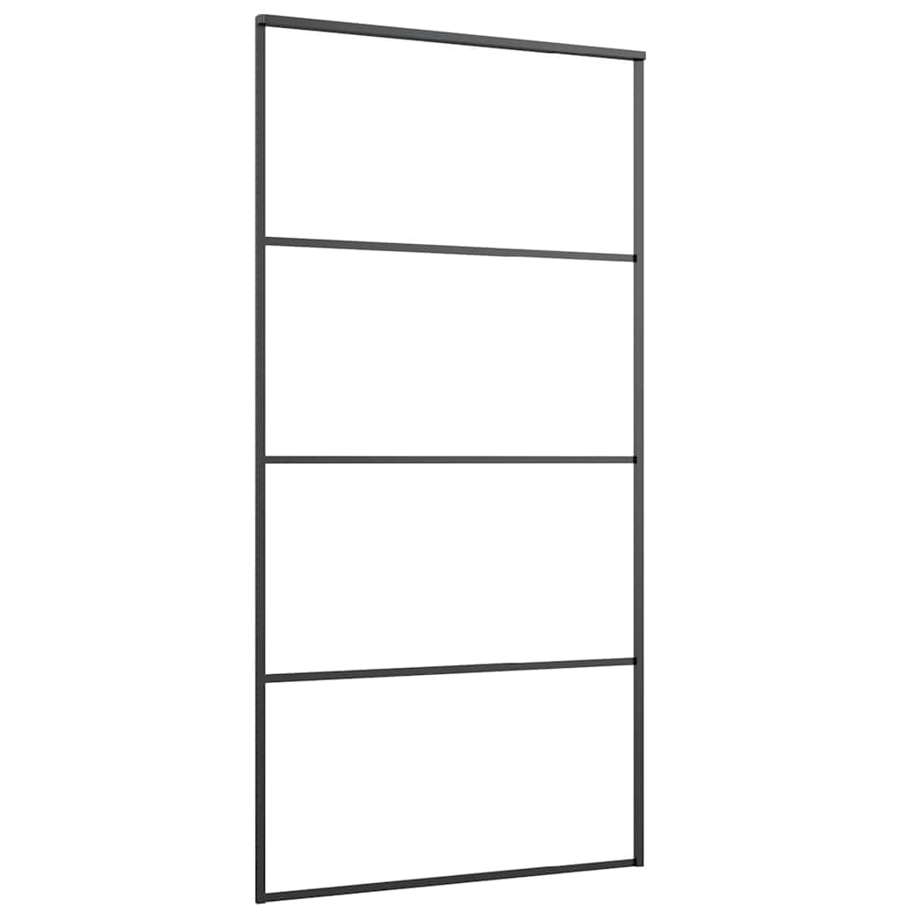 Klizna vrata s okovima crna 102,5x205 cm ESG staklo