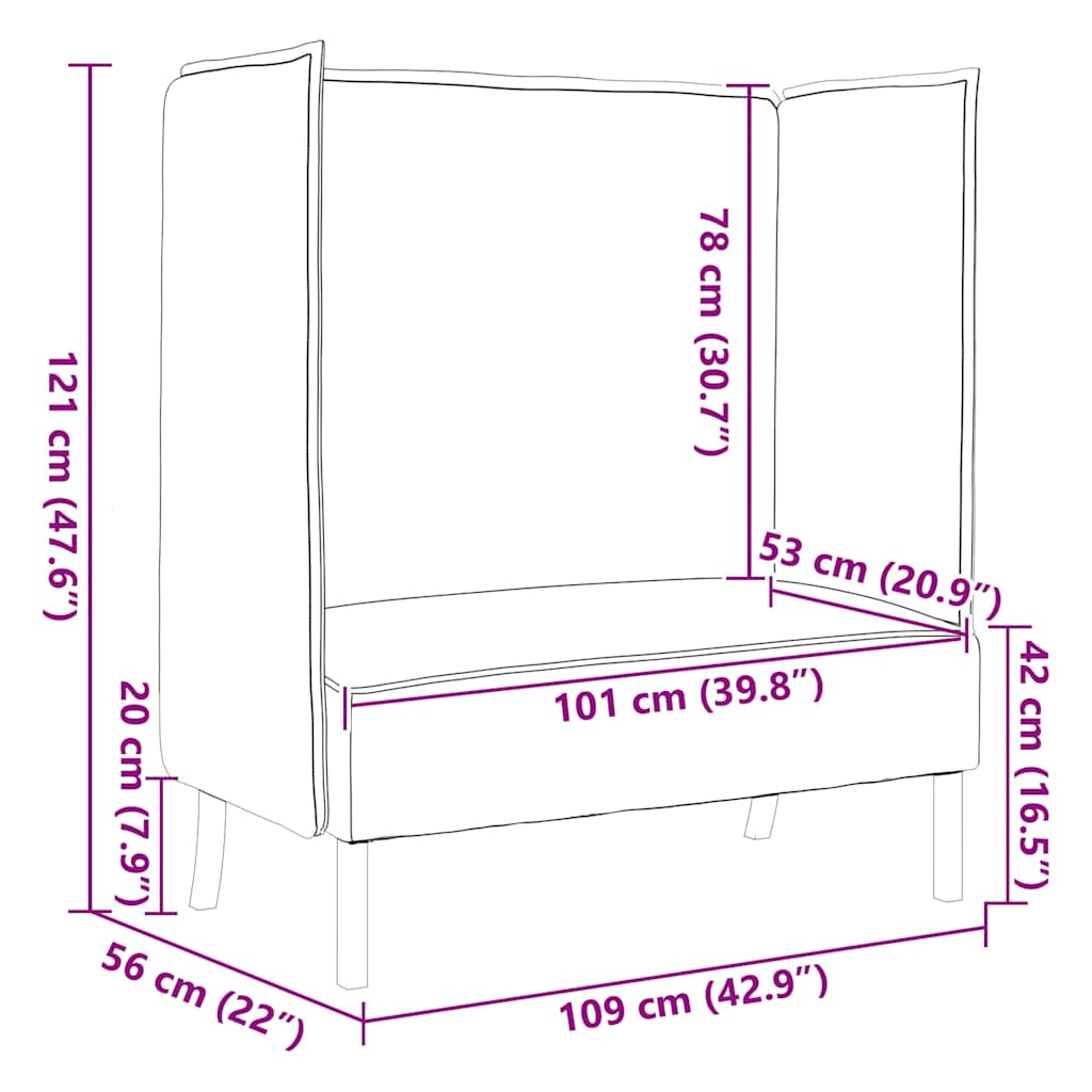 Sofa s visokim naslonom Siva boja oblaka 109 x 56 x 121 cm