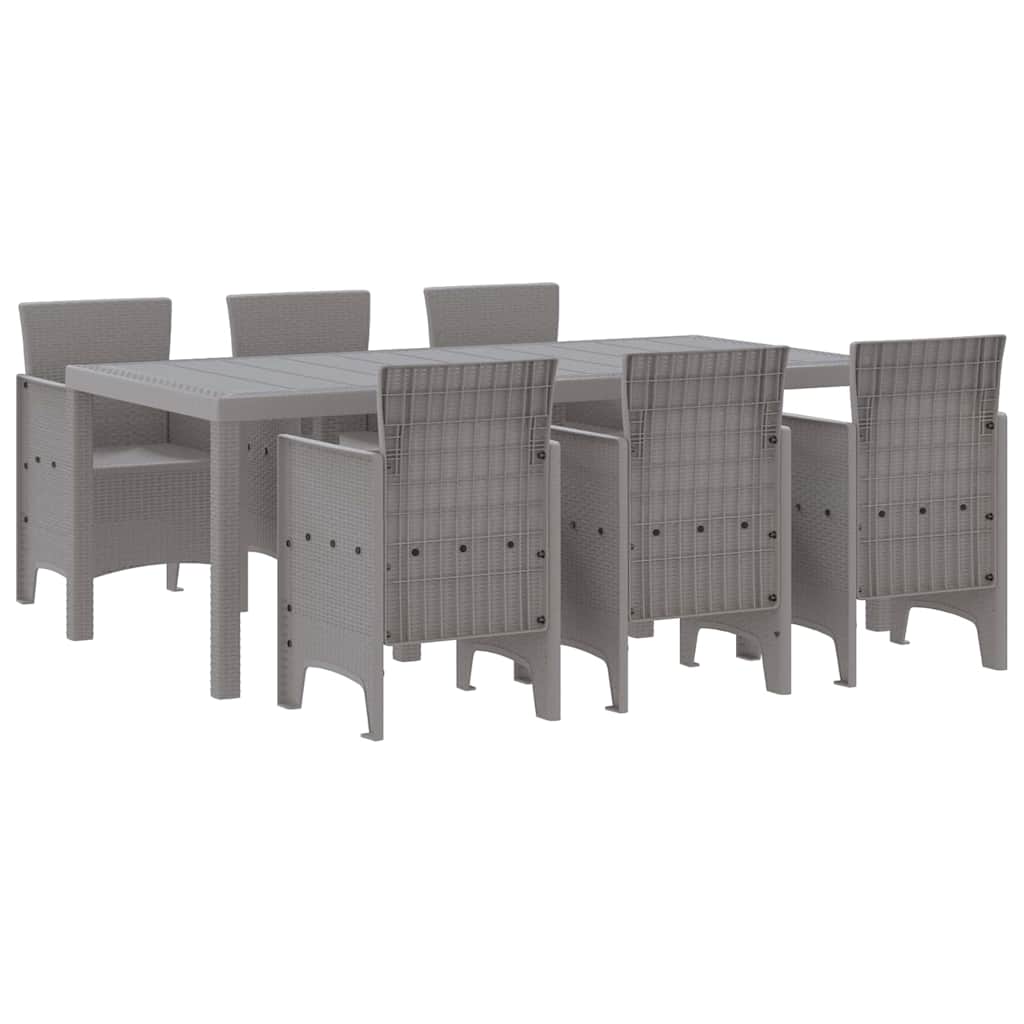 Vrtni set za objed 7 pcs Svjetlosiva Polipropilen