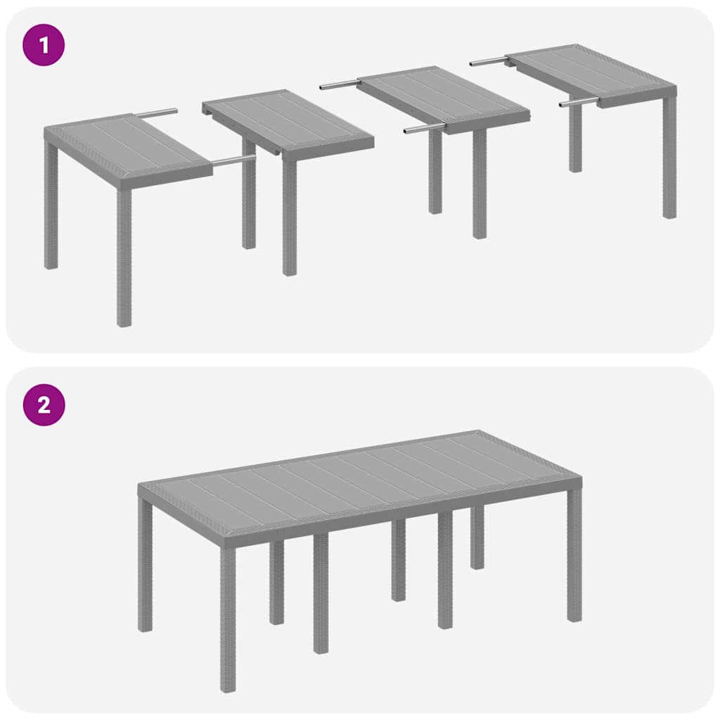 Vrtni set za objed 7 pcs Svjetlosiva Polipropilen