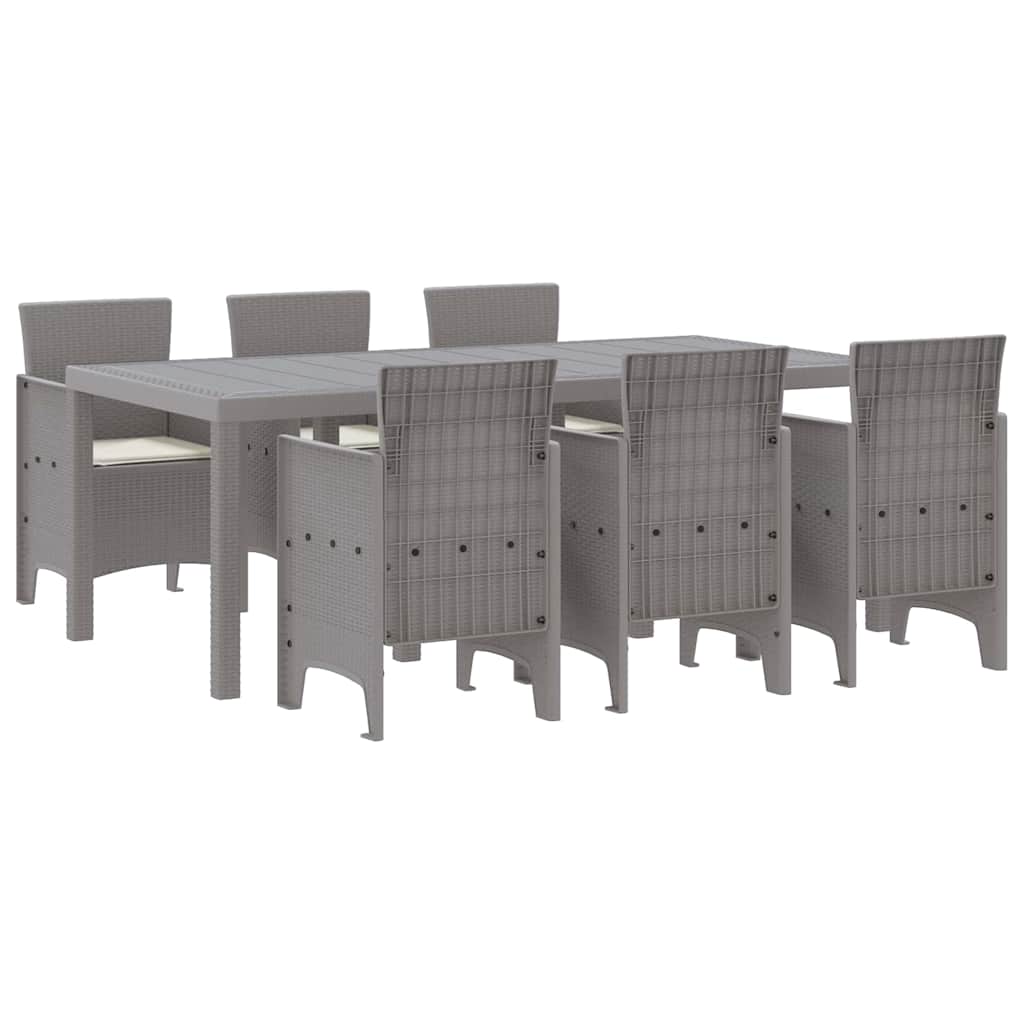 Vrtni set za objed 7 pcs Svjetlosiva Polipropilen