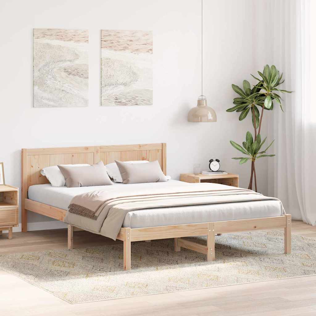 Krevetna konstrukcija Smeđa 140 x 200 cm Čvrsto borovo drvo