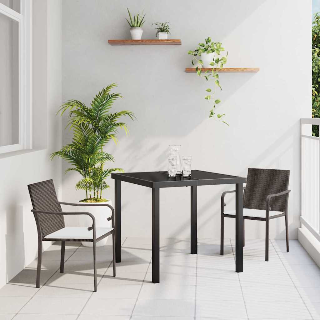 Vrtni set za objed 3 pcs Smeđa i crna PE ratan