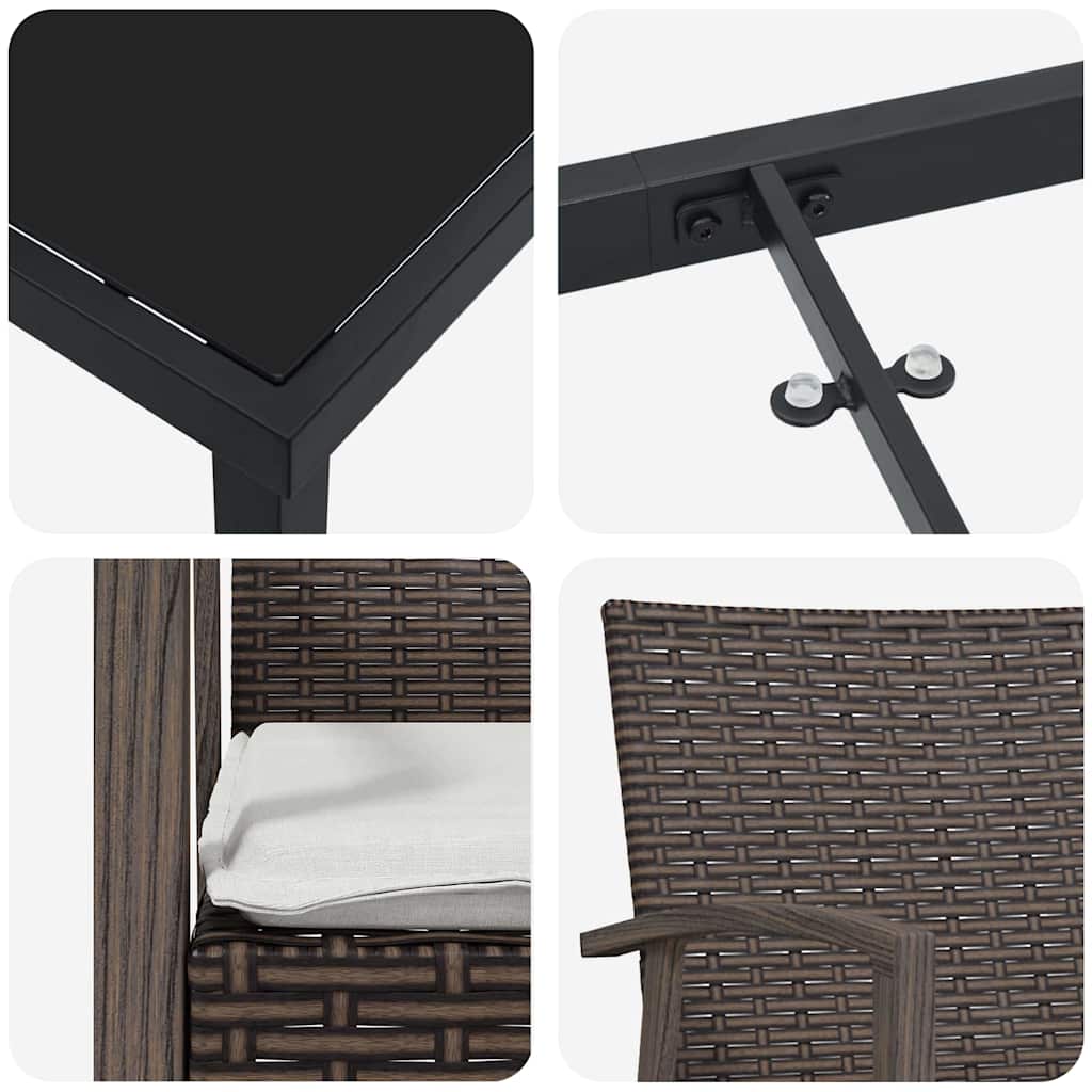 Vrtni set za objed 3 pcs Smeđa i crna PE ratan