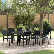 Vrtni set za objed 9 pcs Crna Čelik s prahom premazan