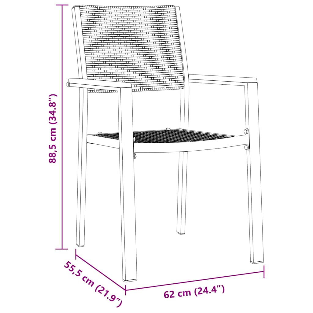 Vrtni set za objed 9 pcs Crna Čelik s prahom premazan