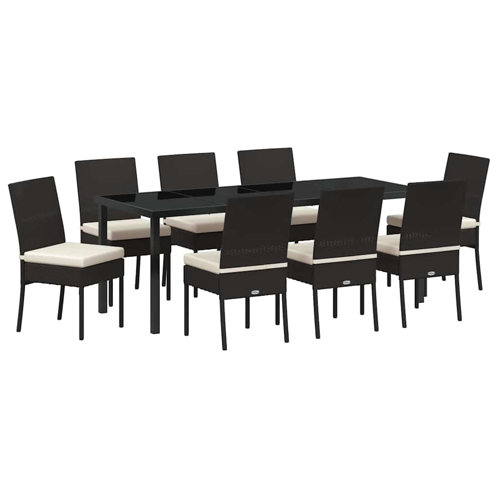 Vrtni set za objed 9 pcs Crna Čelik s prahom premazan