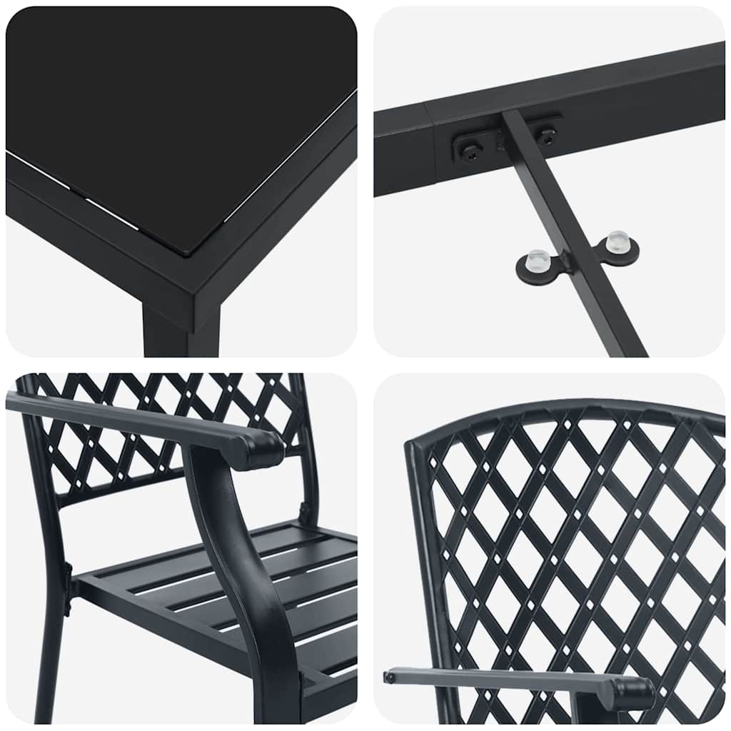 Vrtni set za objed 9 pcs Antracit Čelik s prahom premazan