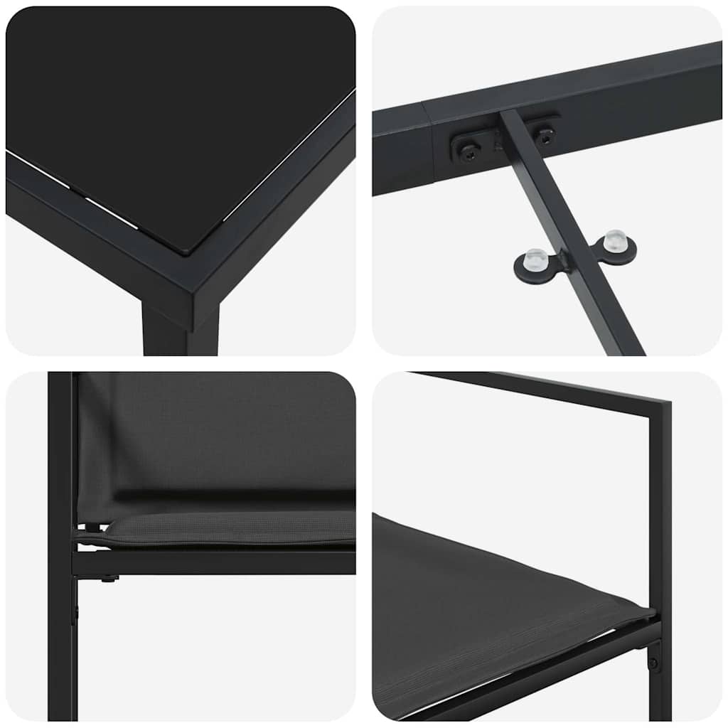 Vrtni set za objed 9 pcs Crna 200 x 80 x 73 cm
