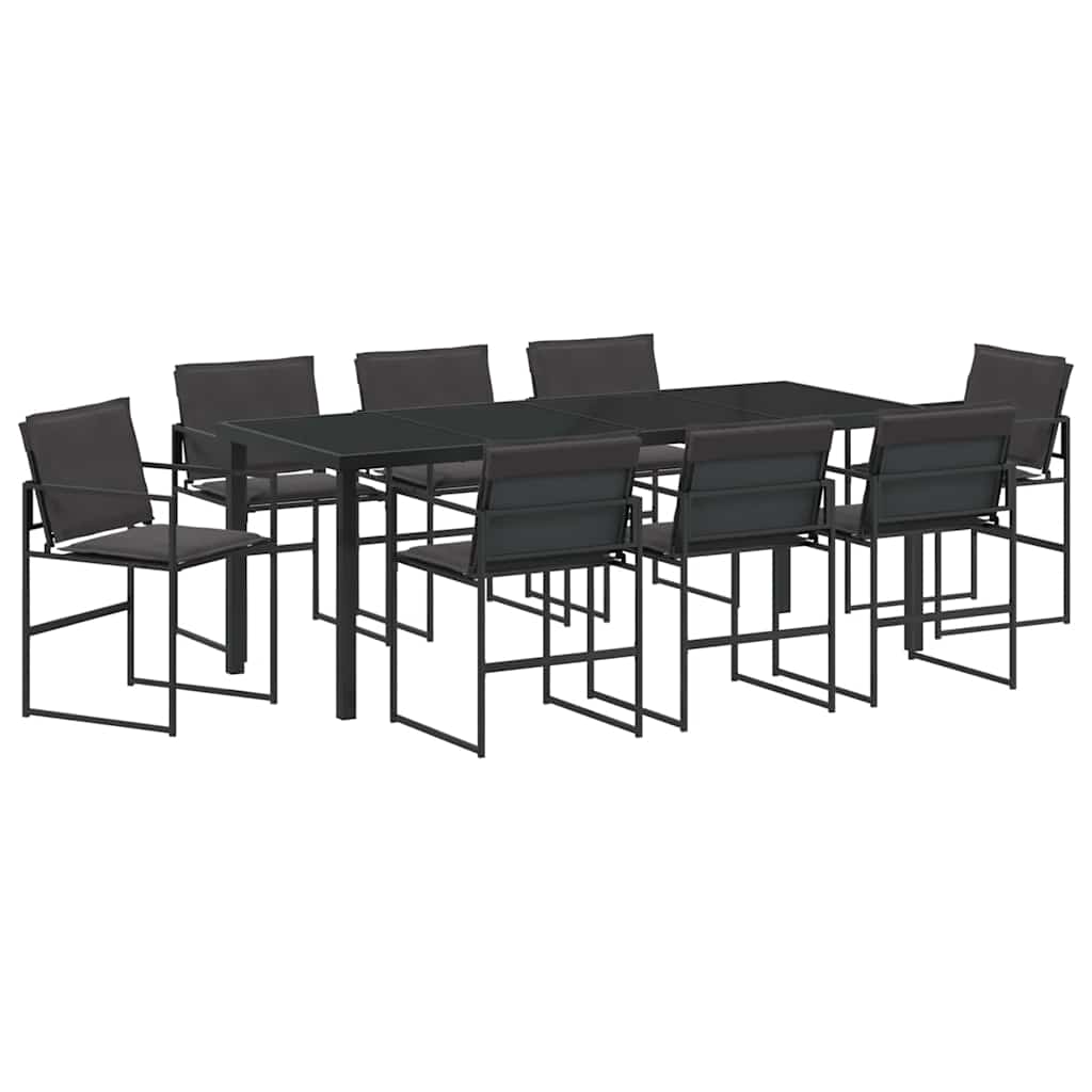Vrtni set za objed 9 pcs Crna 200 x 80 x 73 cm
