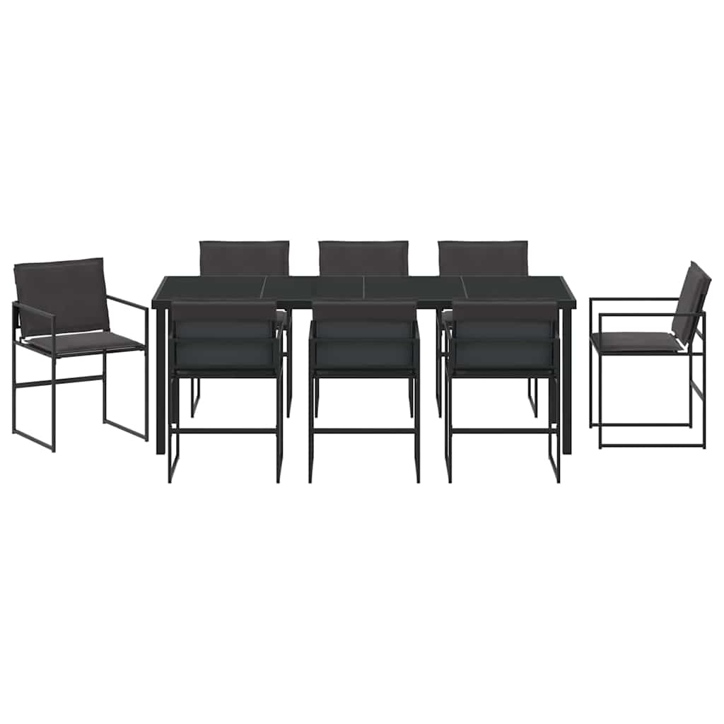 Vrtni set za objed 9 pcs Crna 200 x 80 x 73 cm