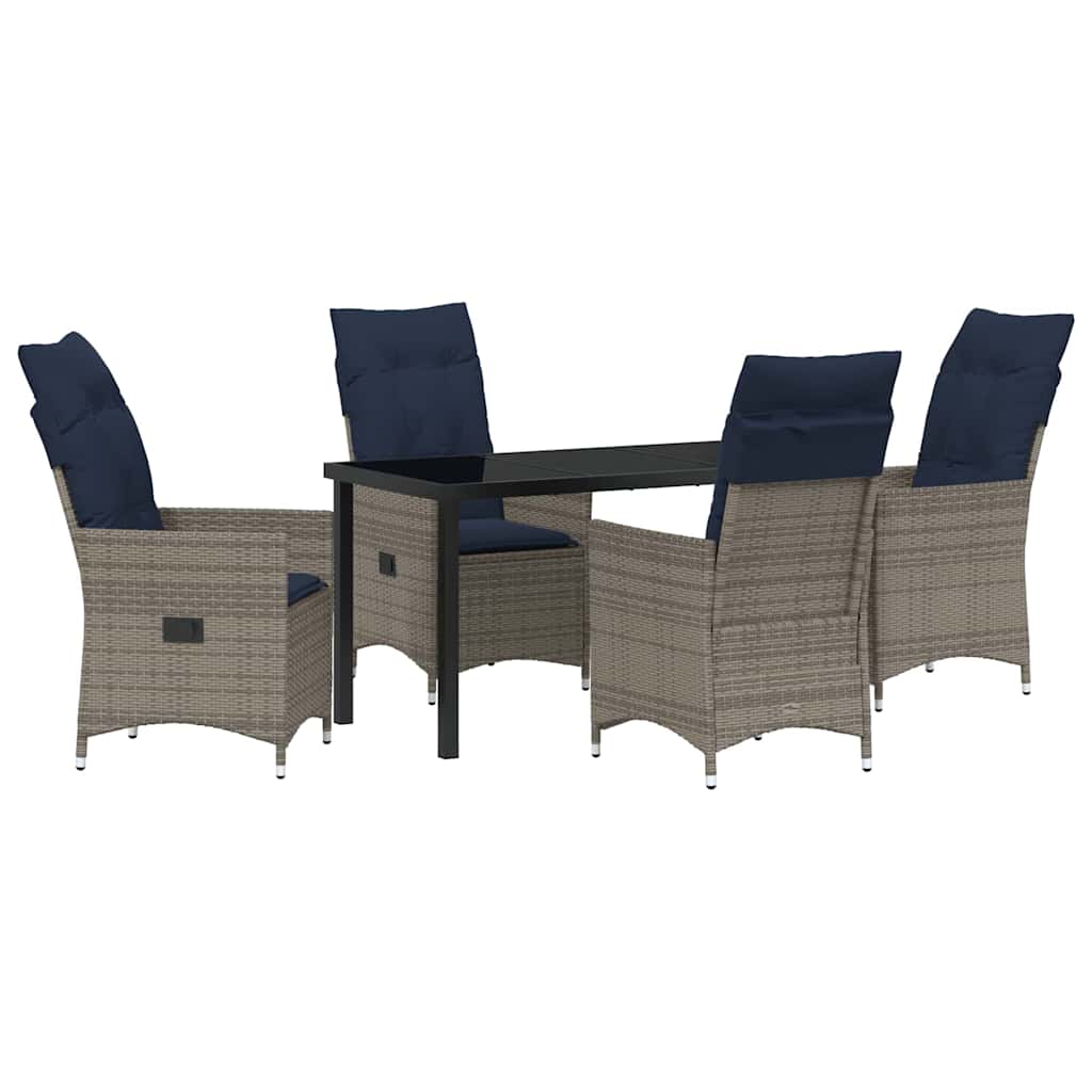 Set stola i stolica s jastukom 5 pcs Siva PE ratan