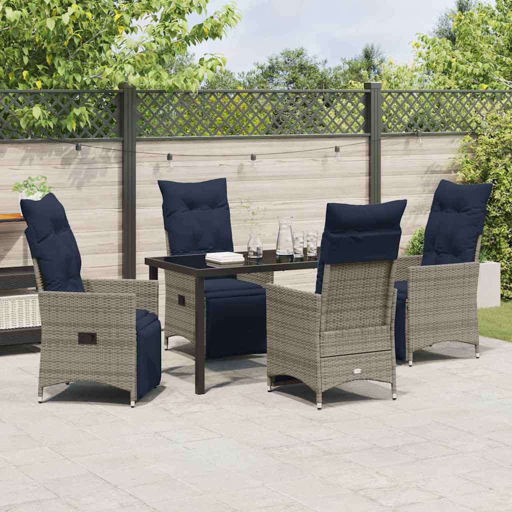 Set stola i stolica s jastukom 5 pcs Siva PE ratan