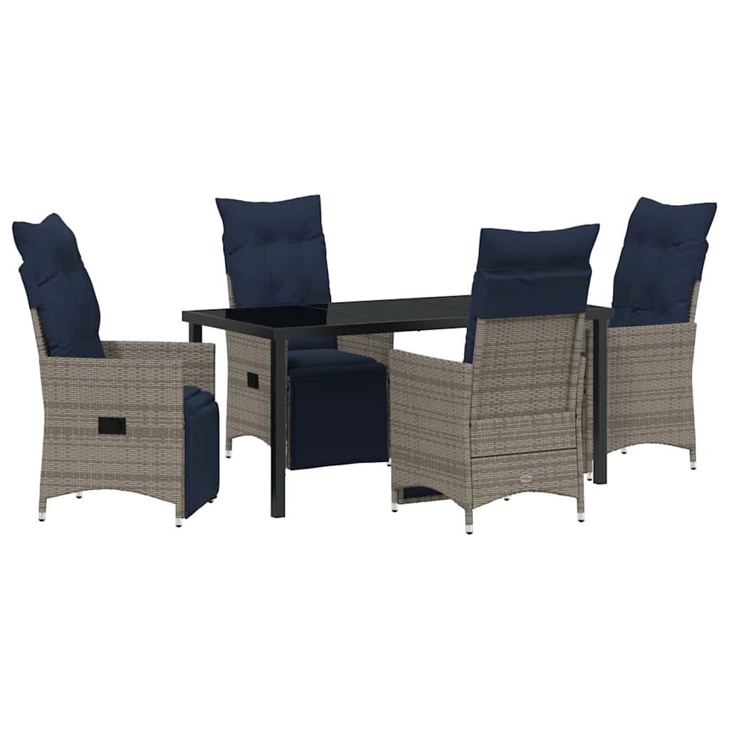 Set stola i stolica s jastukom 5 pcs Siva PE ratan