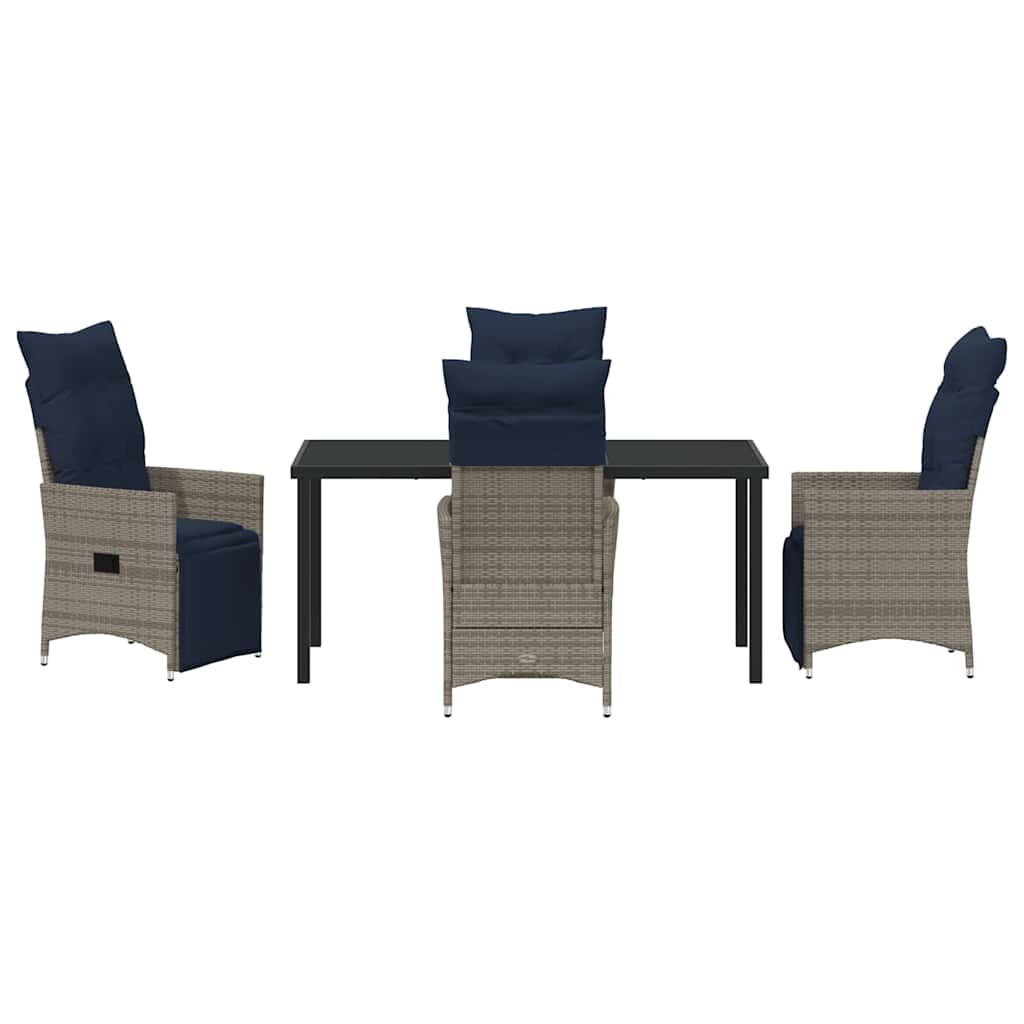 Set stola i stolica s jastukom 5 pcs Siva PE ratan