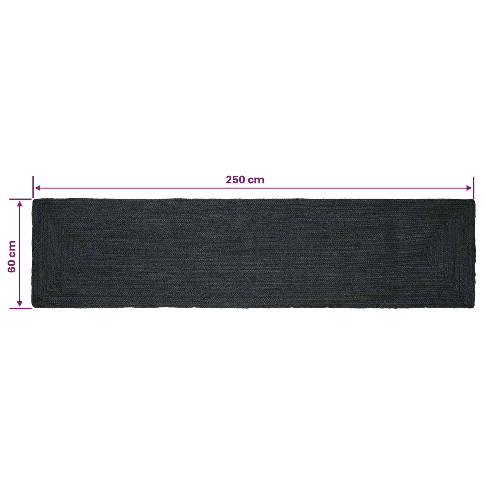 Tepisi za područja Pravokutni Tamnosiva 60 x 250 cm Juta