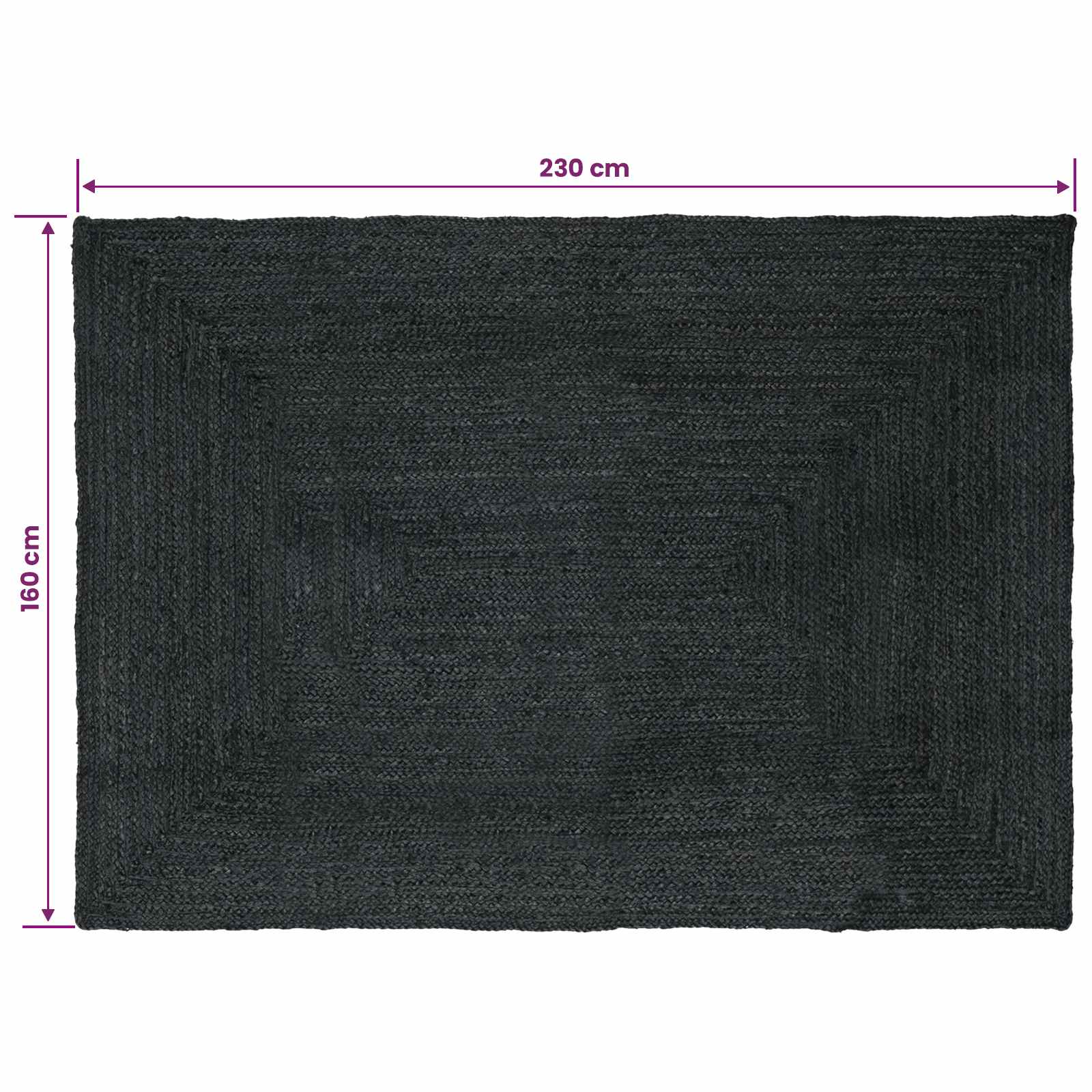 Tepisi za područja Pravokutni Tamnosiva 160 x 230 cm Juta