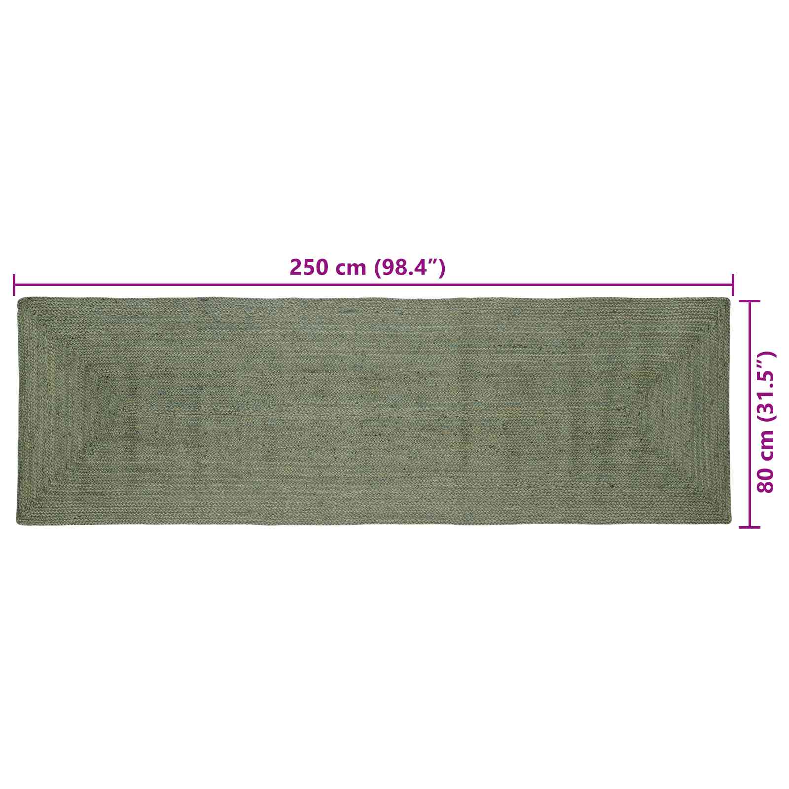 Tepisi za područja Pravokutni Maslinastozelena 80 x 250 cm Juta