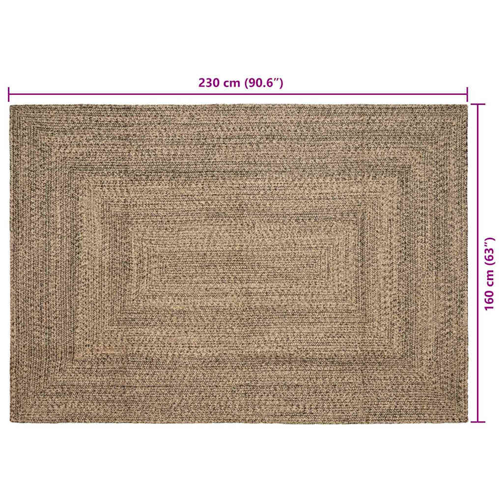 Tepisi za područja Prirodna i crna 160 x 230 cm Juta