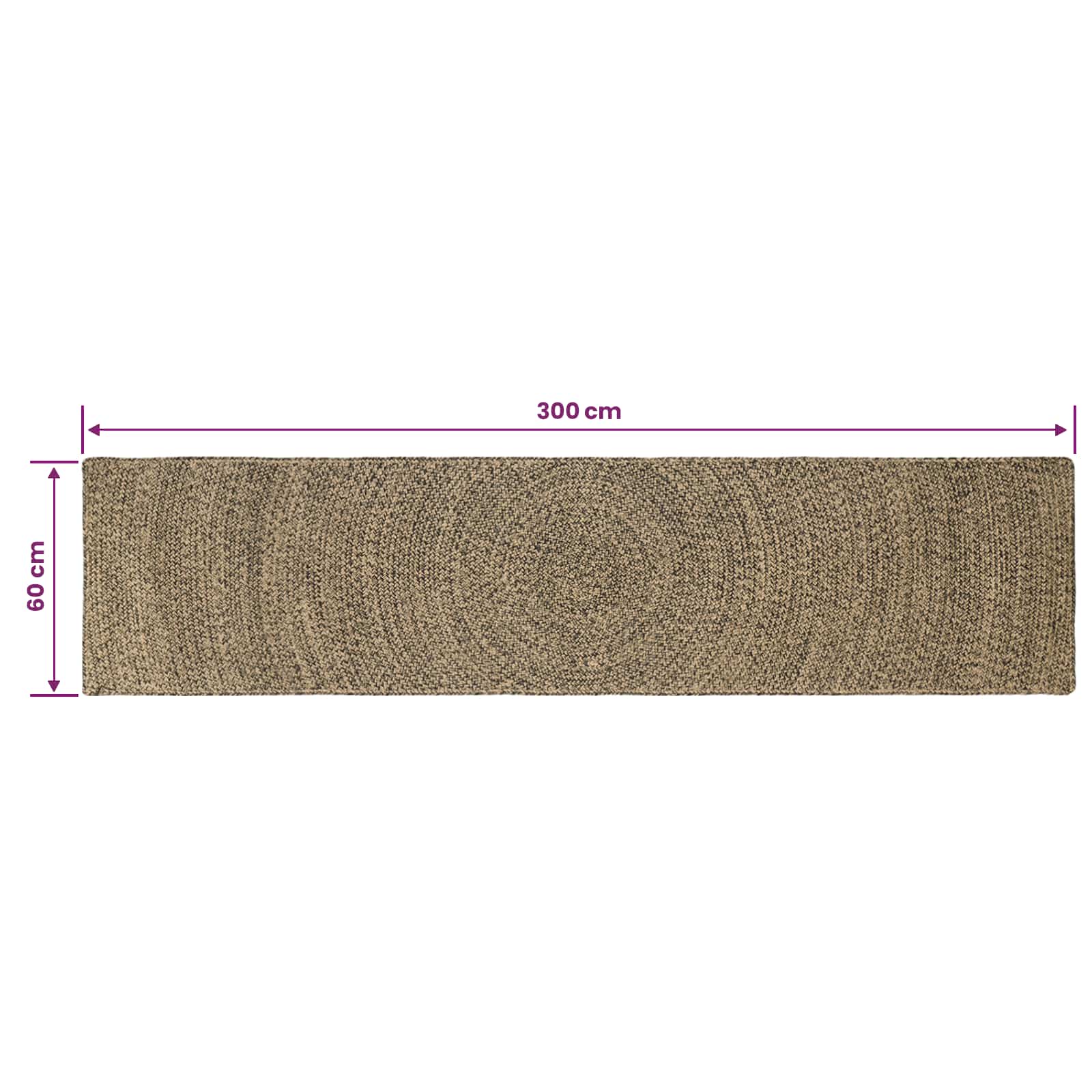 Tepisi za područja Prirodna i crna 60 x 300 cm Juta