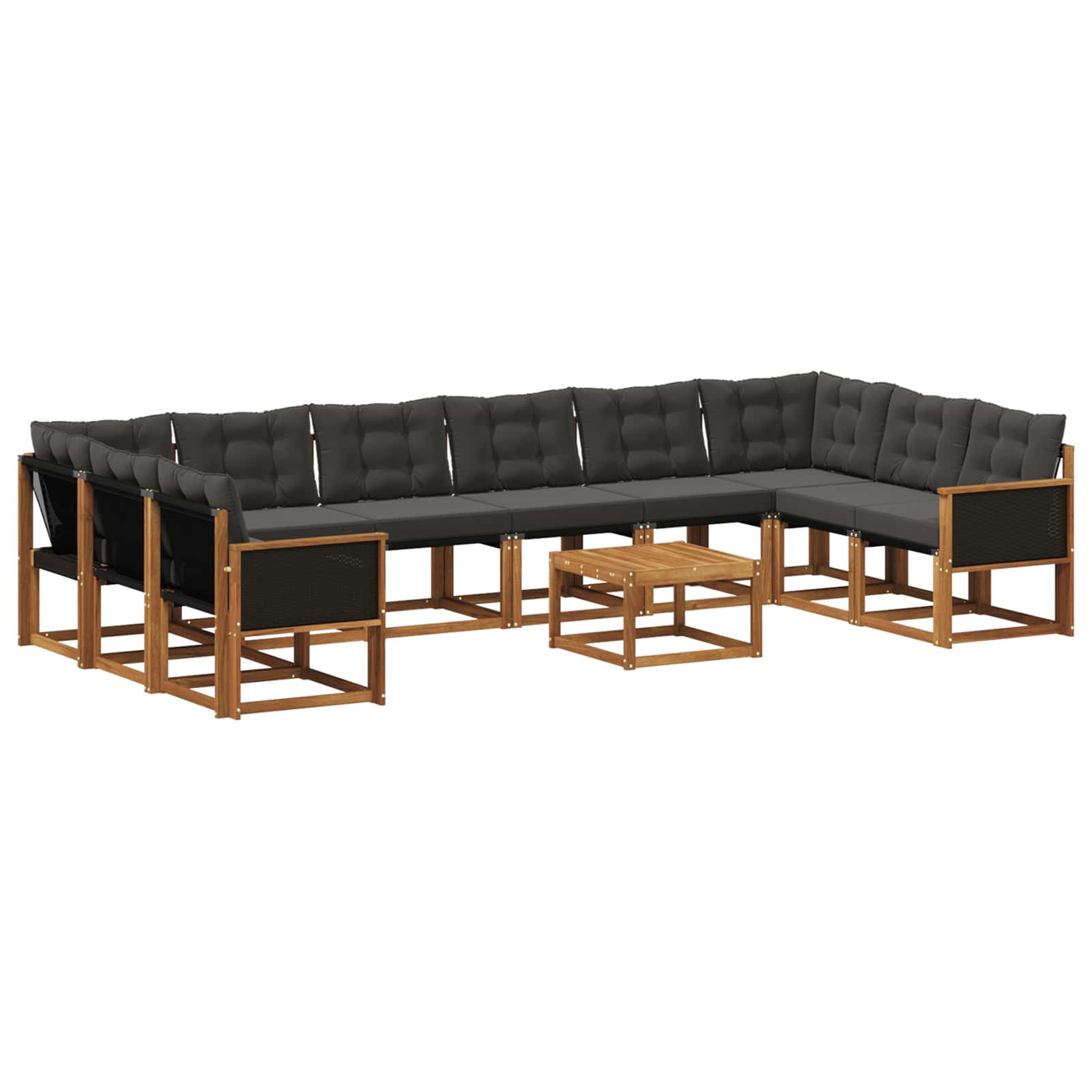 Set vanjskih sofa s jastukom 11 pcs Prirodna i crna