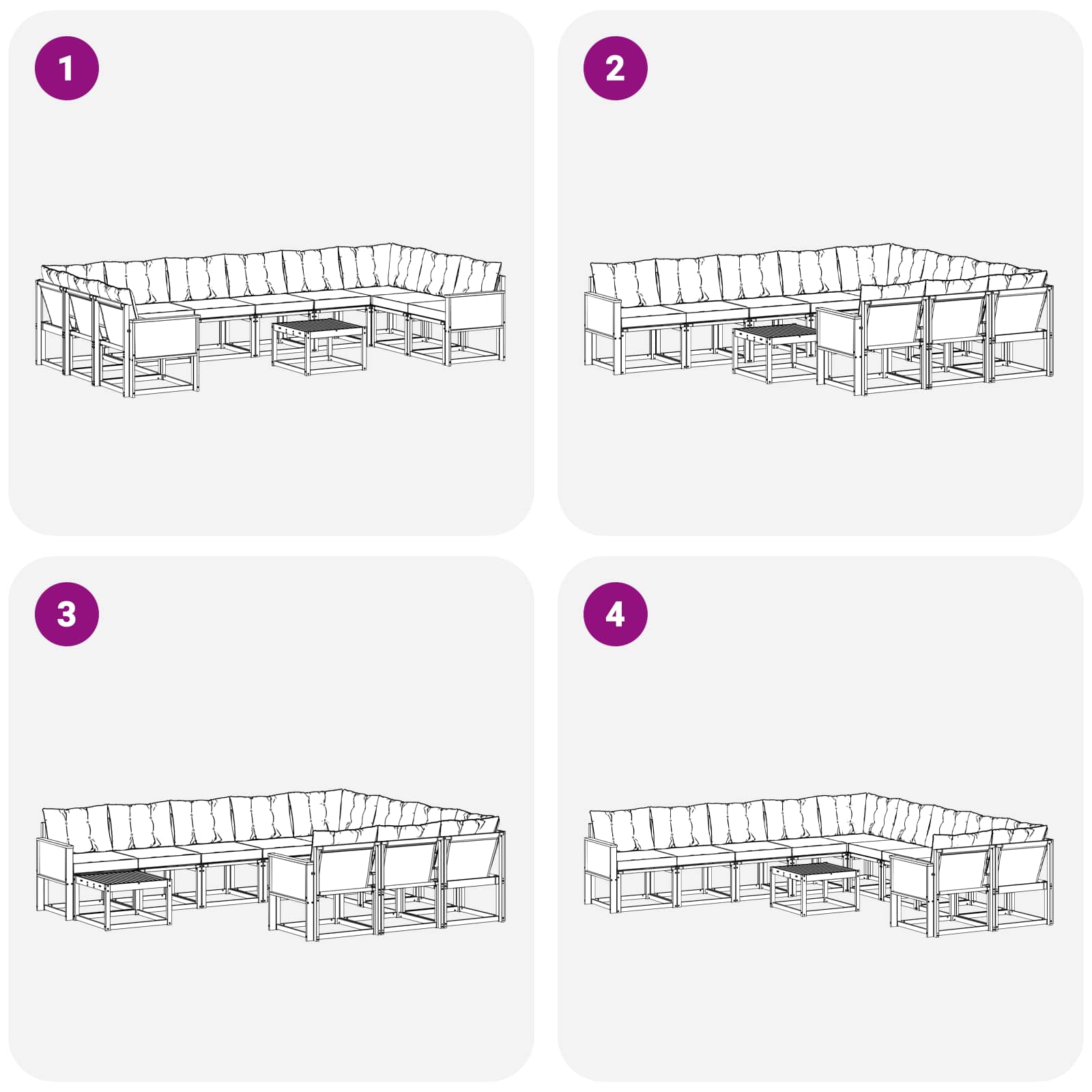 Set vanjskih sofa s jastukom 11 pcs Prirodna i crna