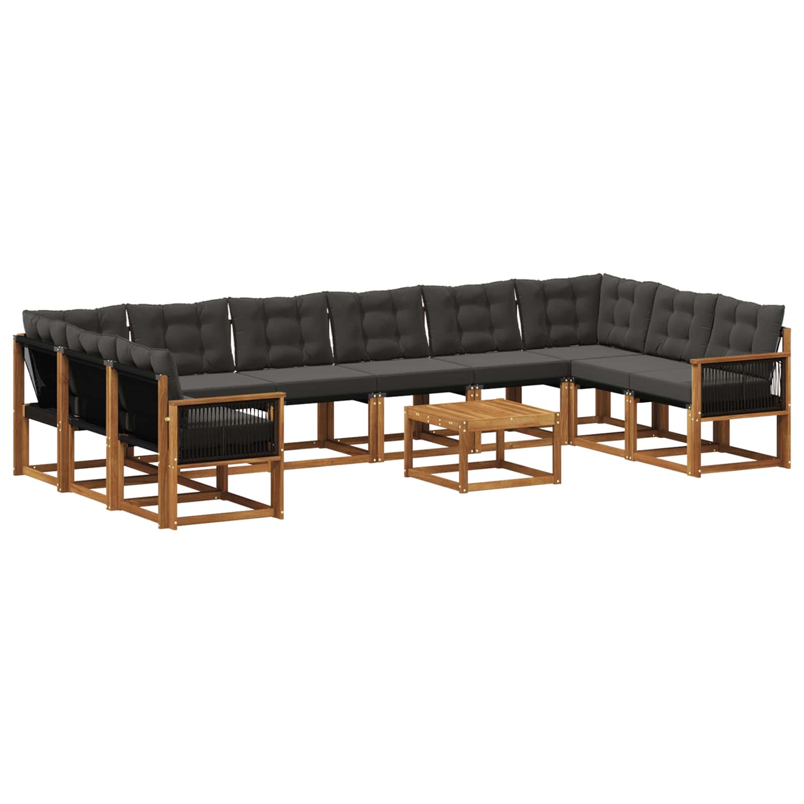 Set vanjskih sofa s jastukom 11 pcs Prirodna i crna