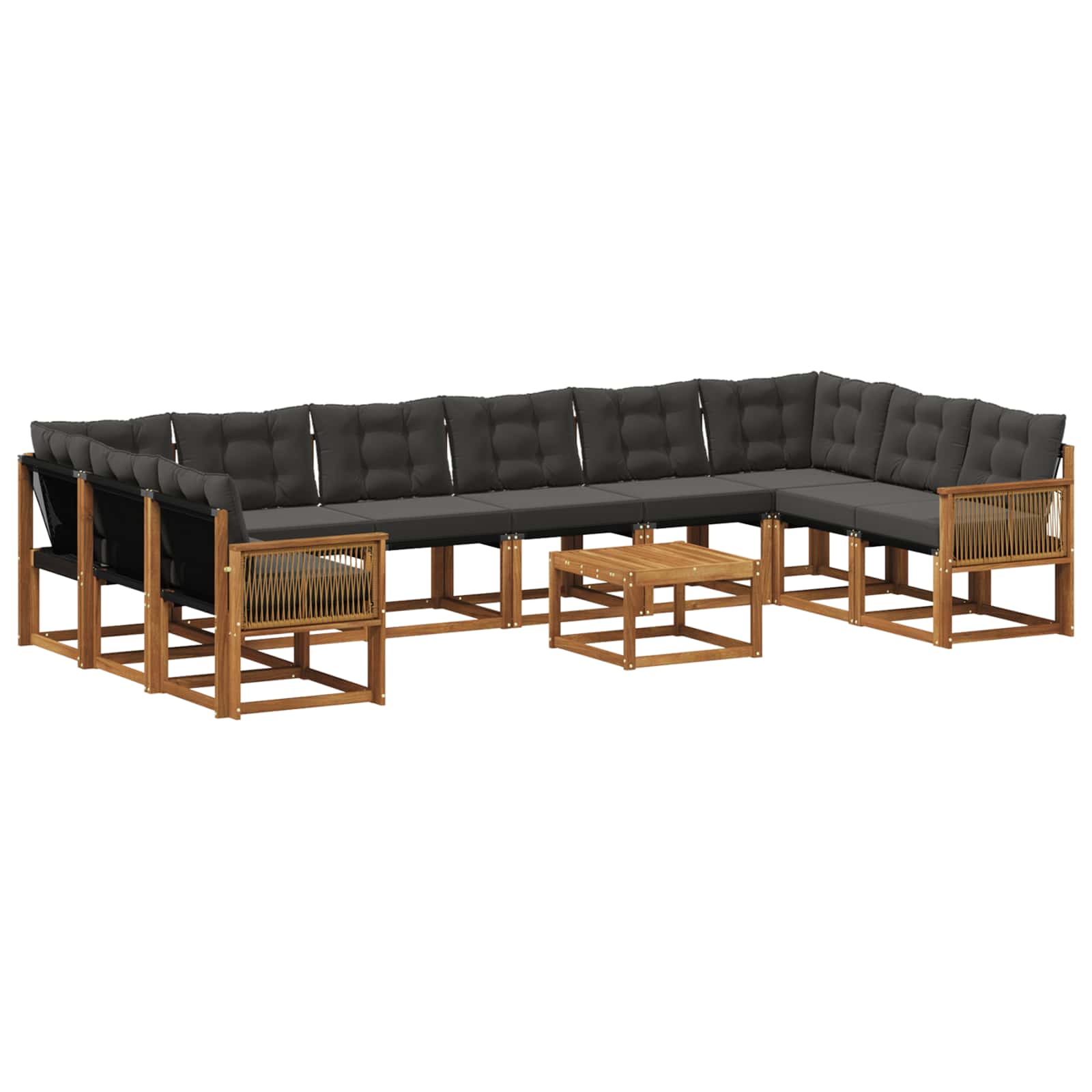 Set vanjskih sofa s jastukom 11 pcs Prirodna i crna