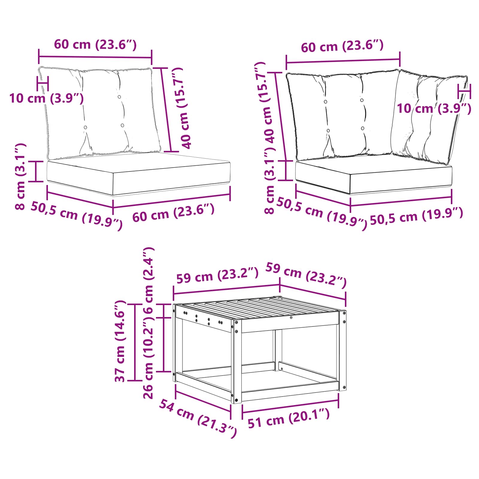 Set vanjskih sofa s jastukom 11 pcs Prirodna i crna