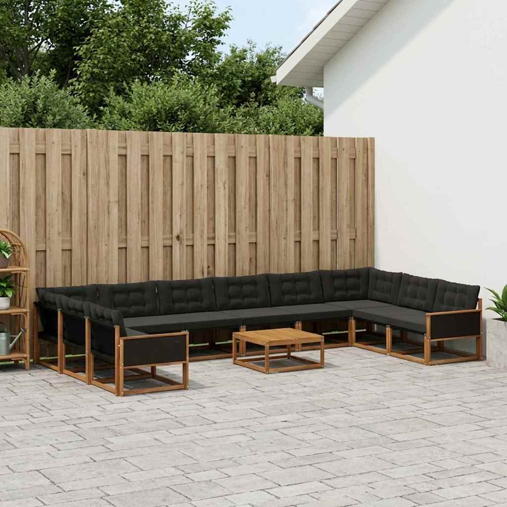 Set vanjskih sofa s jastukom 11 pcs Prirodna i crna