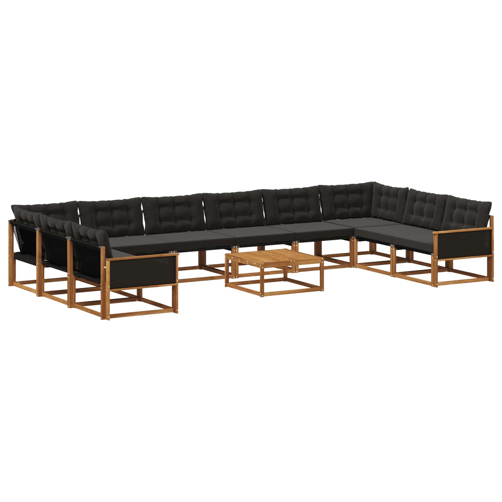 Set vanjskih sofa s jastukom 11 pcs Prirodna i crna