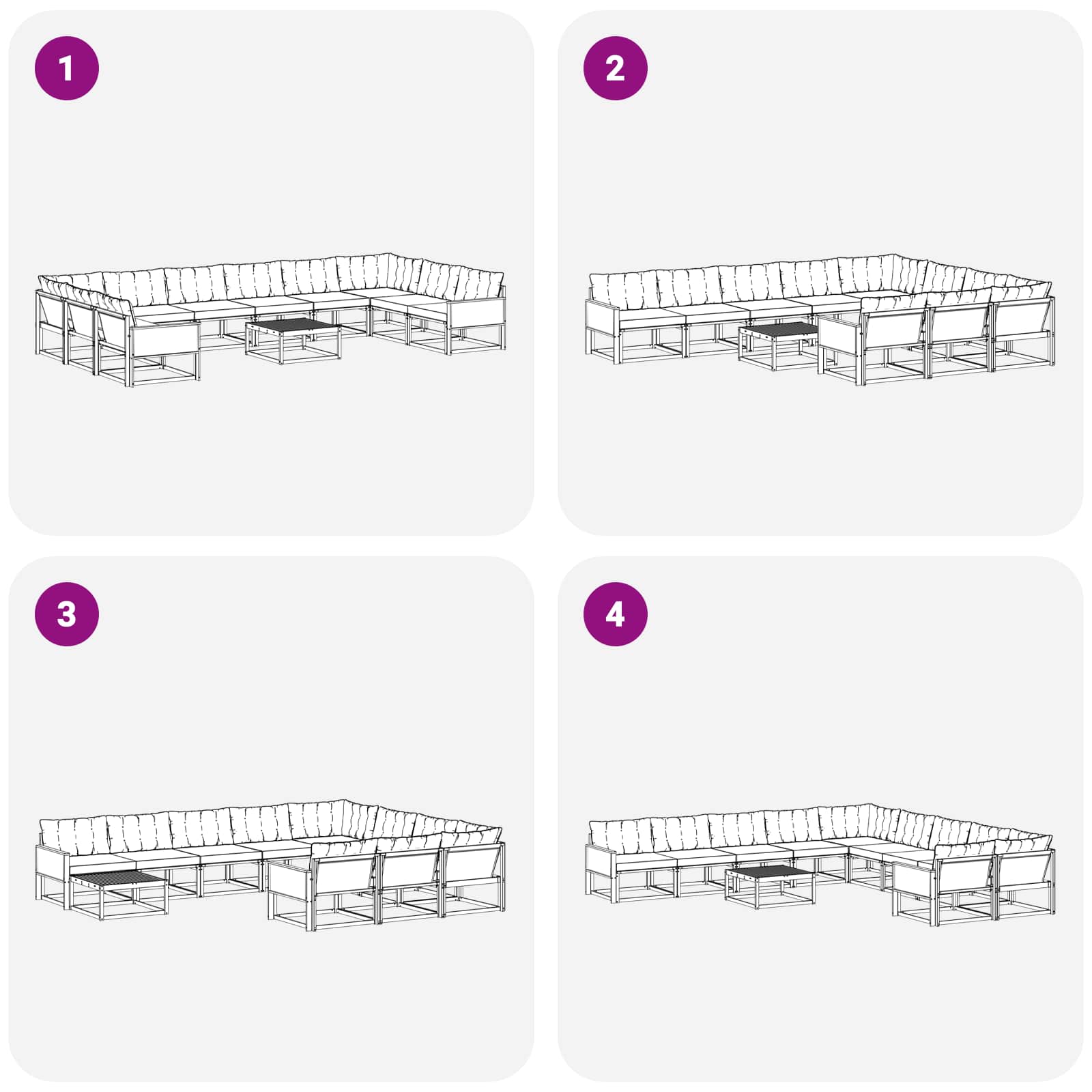 Set vanjskih sofa s jastukom 11 pcs Prirodna i crna