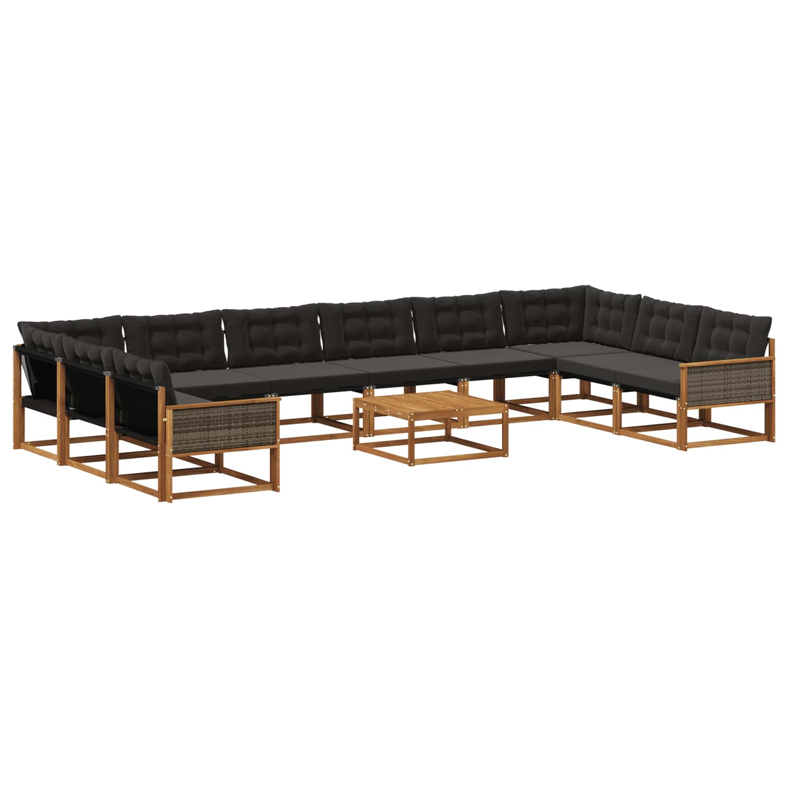 Set vanjskih sofa s jastukom 11 pcs Prirodna i crna