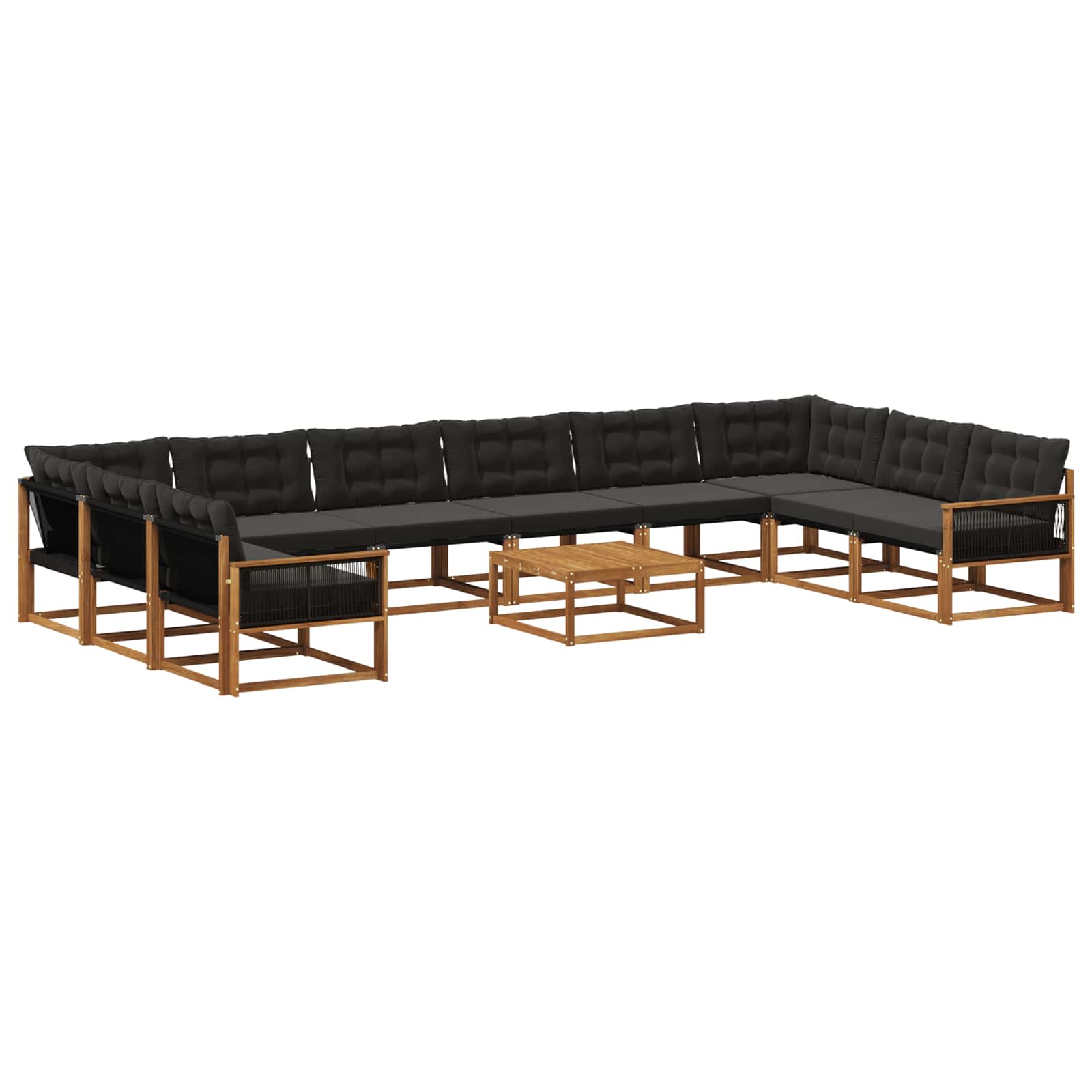 Set vanjskih sofa s jastukom 11 pcs Prirodna i crna
